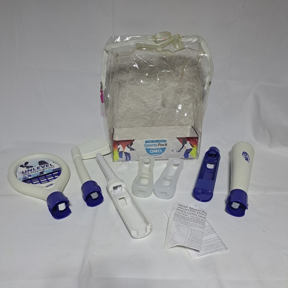 Wii Nerf Sports Pack Plus White And Blue Wii U Tennis Golf Baseball Etc - Picture 1 of 5